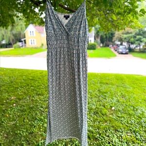 Chic Geometric Print Maxi‎ Dress in Blue and White